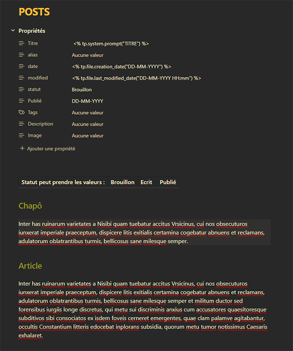 Modèle d'article pour Obsidian